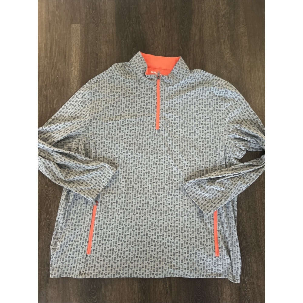Birdie‎ Bound Men's Golf 1/4 Quarter zip 3XL Drinks Martini Preppy MINT Gray